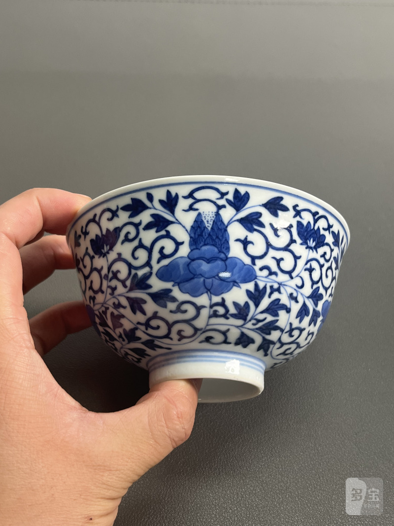 清光绪  青花缠枝花卉纹碗 - 图7